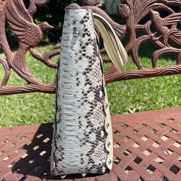 NWT Persaman NY Snake Embossed Leather Handbag Tote With Smaller Bag - Picture 5 of 14